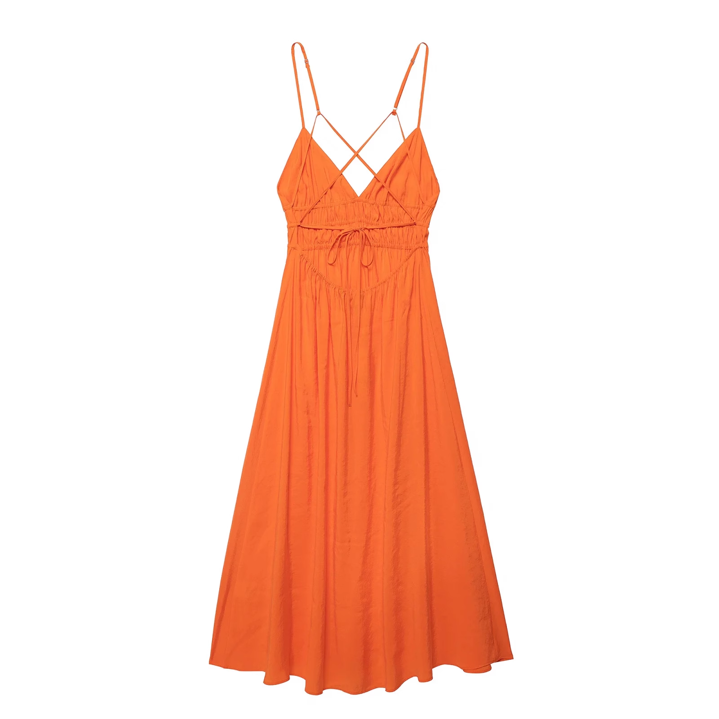 Orange Backless Summer Dress  YM1359