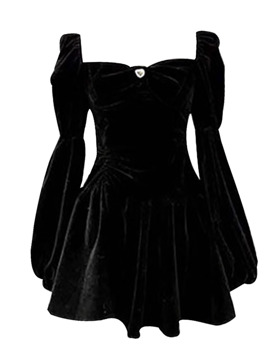 women's retro velvet black dress YM968