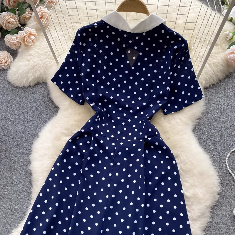 Polka Dot V-neck Summer Dress,YM61