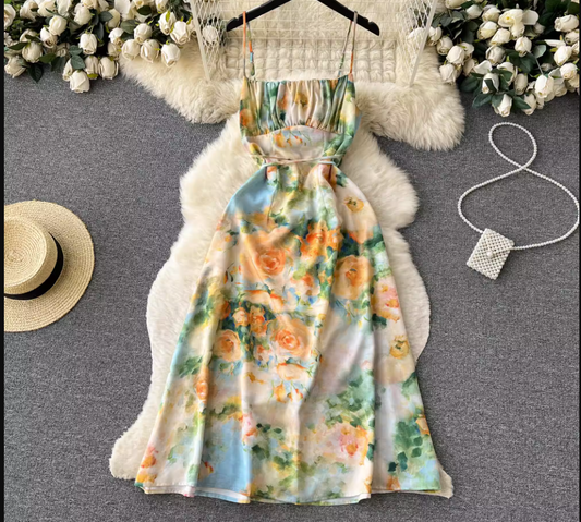 women's printed vacation dress,YM119