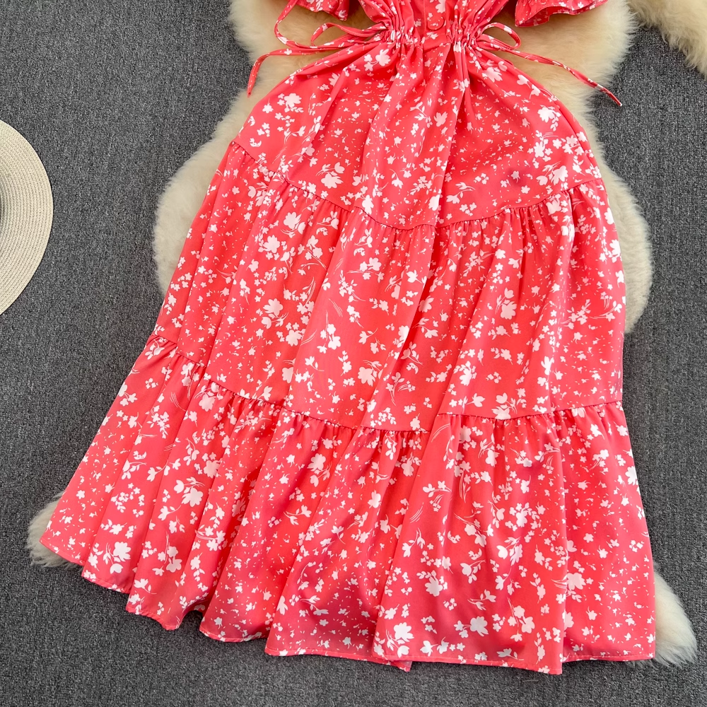 Square collar puff sleeve summer new fluffy princess dress, YM246