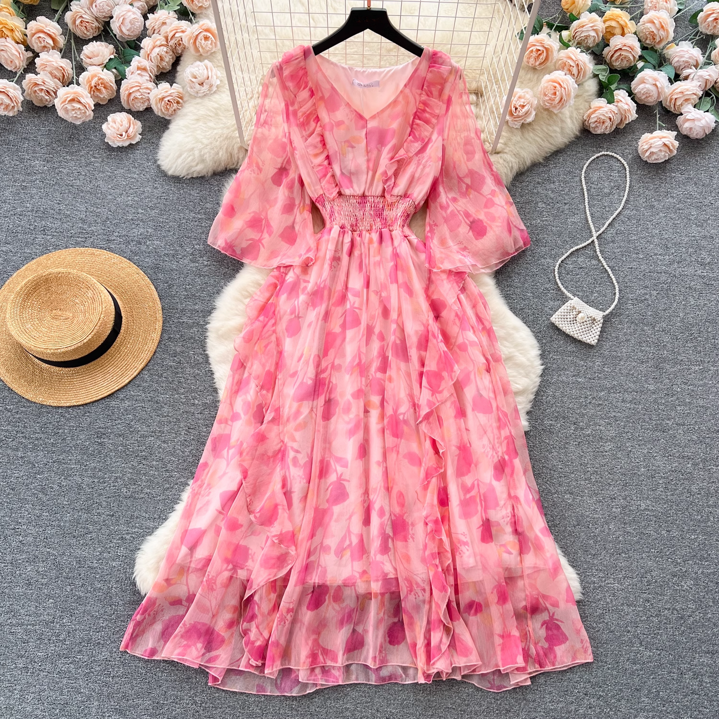 women's summer floral chiffon dress YM304