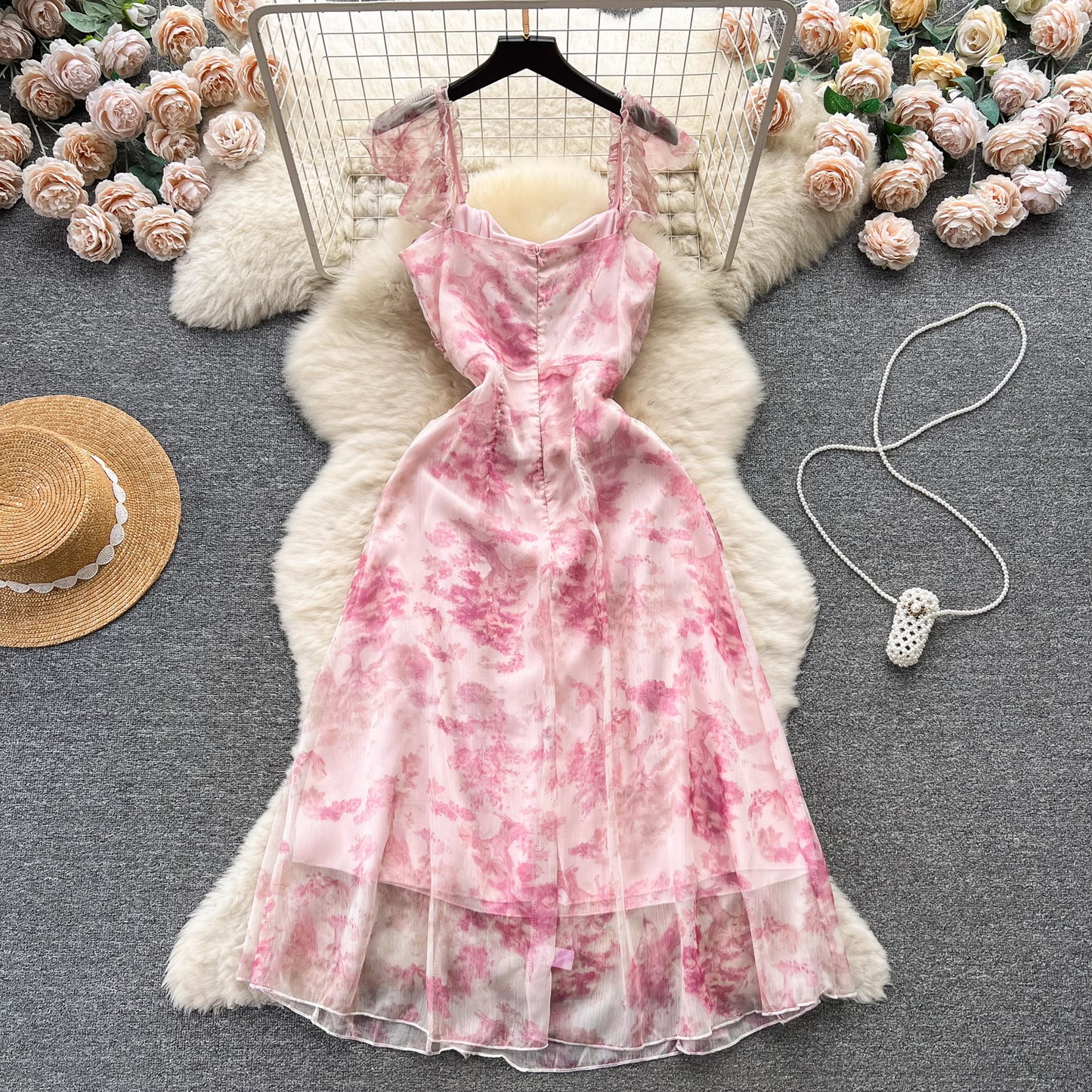 French retro floral dress  YM1236