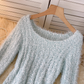 Knitted Sweater Women's Autumn and Winter Round Neck Bell Sleeve White Sweater YM1685