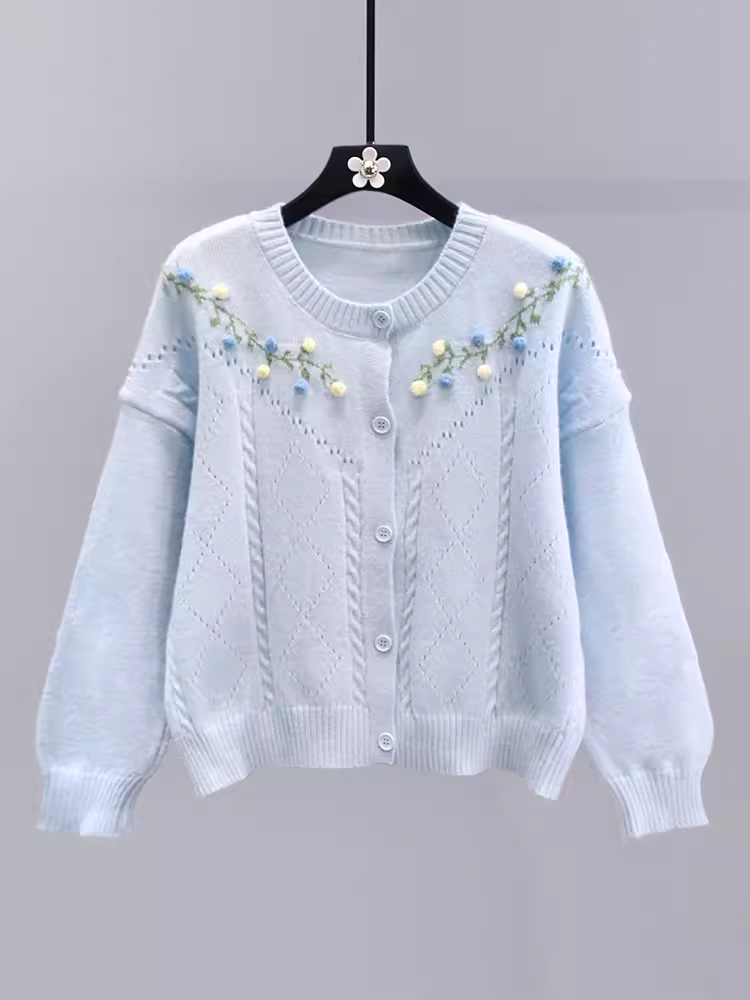 women's embroidered floral sweater jacket YM649