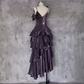 Irregular Ruffled Suspender Prom Dress Dark Purple Long Birthday Dress YM1629