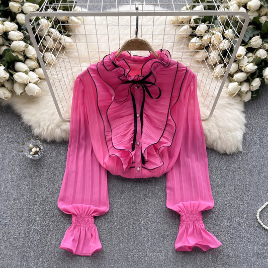 women's chiffon bell sleeve blouses YM609