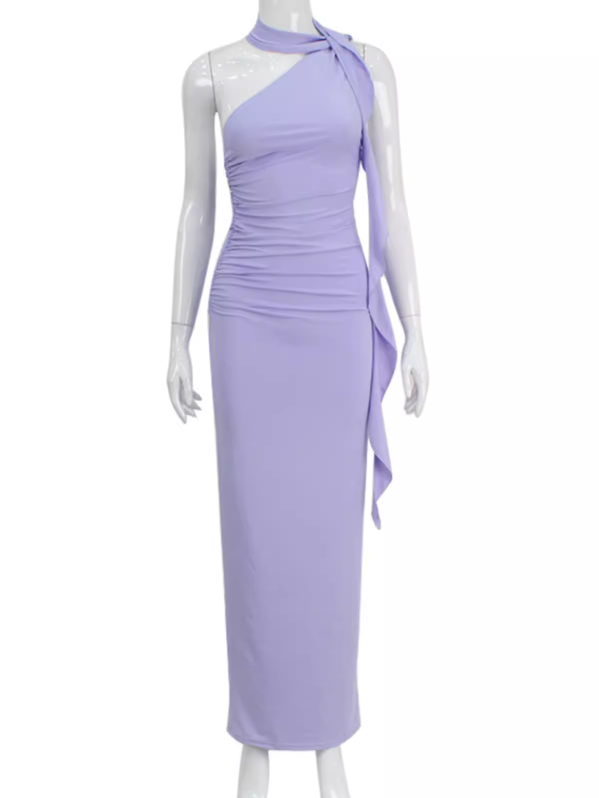 Purple One Sleeve Dress   YM1382