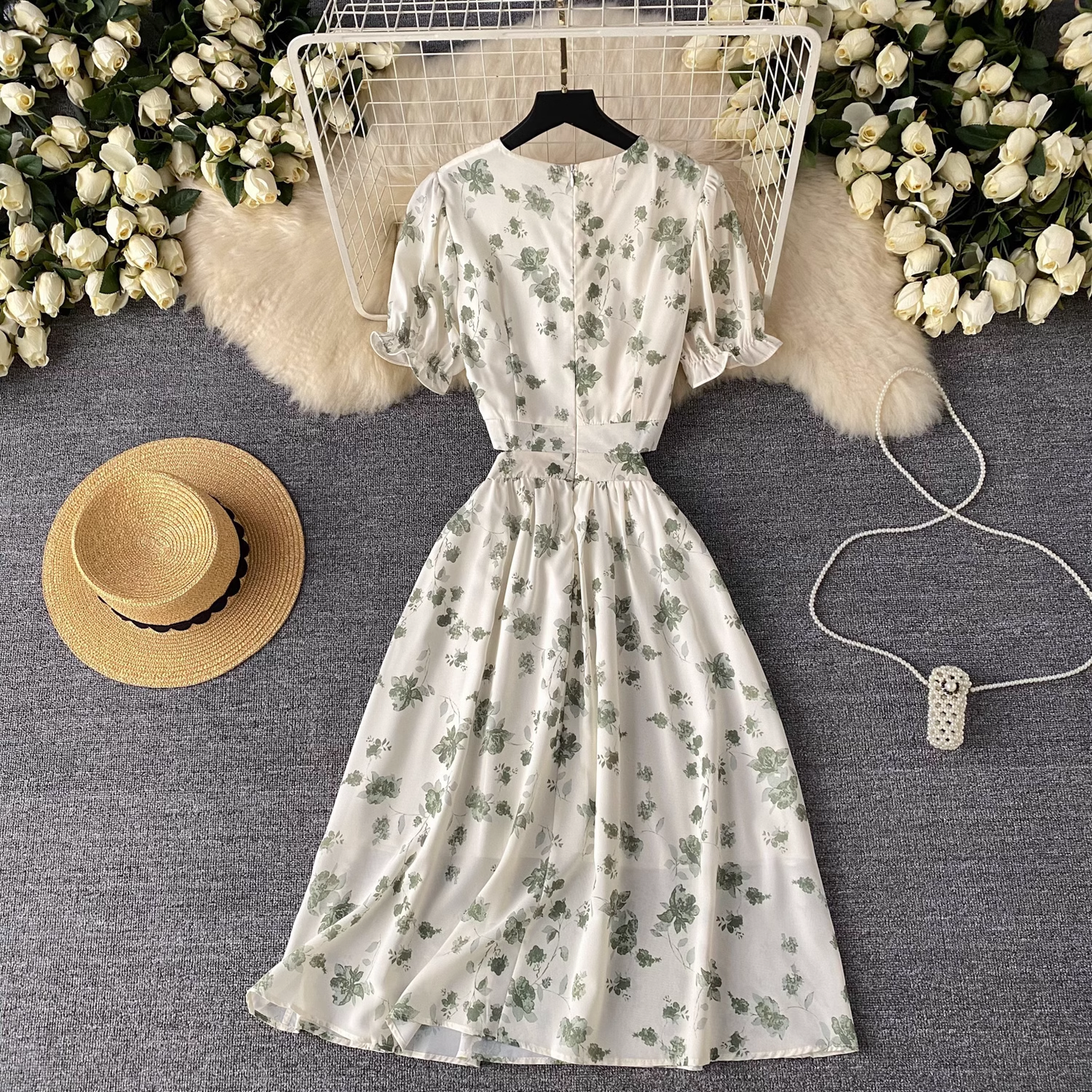 Women's summer V-neck floral dress YM1098