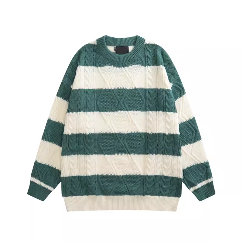 Contrast striped twist sweater YM778