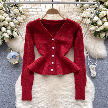 Winter knitted cardigan age-reducing versatile sweater for women YM1577