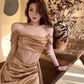 Vintage Short Dress Strapless Pleated Satin Birthday Outfits YM1716