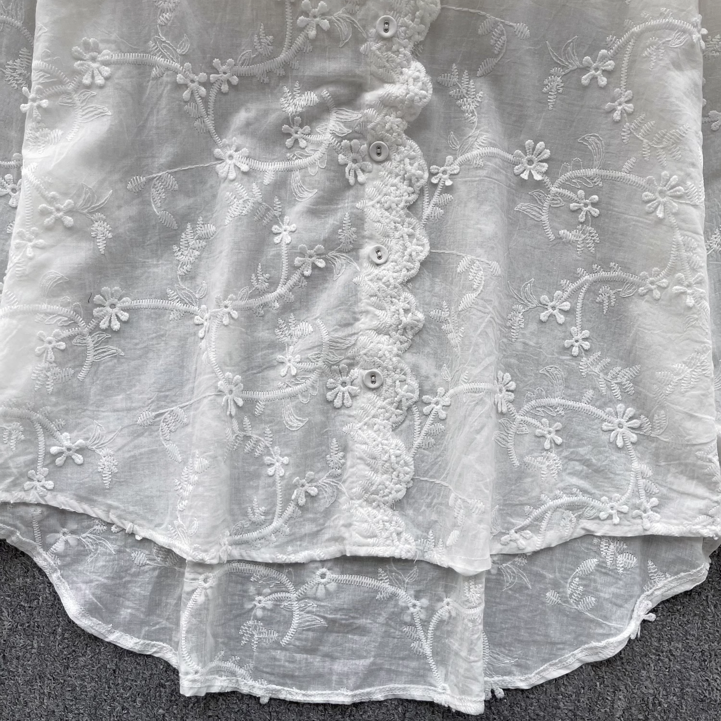 Lace Embroidered Petal Sleeves Blouses  YM315