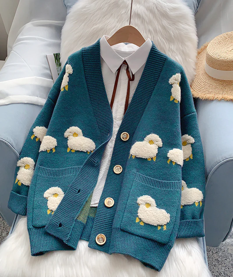 Cute sheep pattern sweater long sleeve sweater sweater coat spring and autumn clothing, YM258