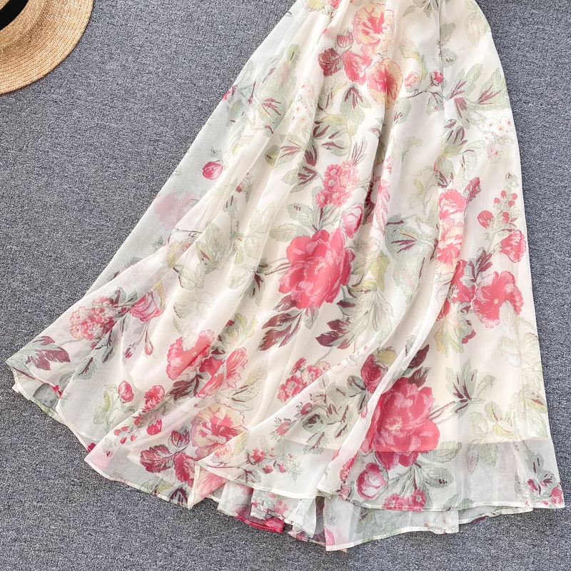 Holiday Style Sexy Backless Strap Long Skirt Fairy Print Dress Maxi Dress,YM27