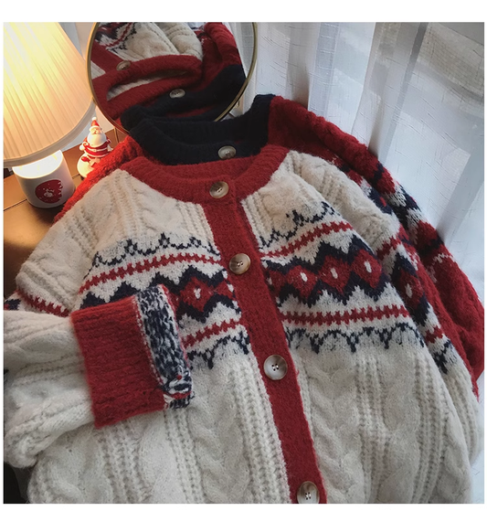 Christmas style design sense loose soft waxy knitted sweater YM370