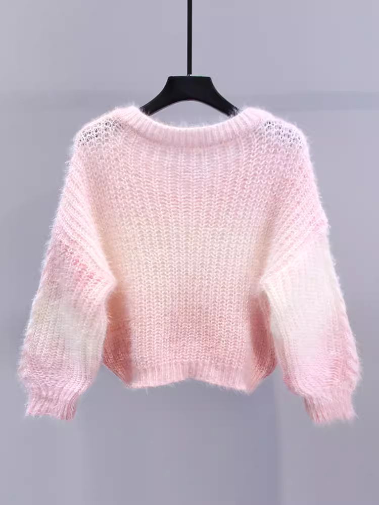 women's gradient rainbow twist sweater YM646