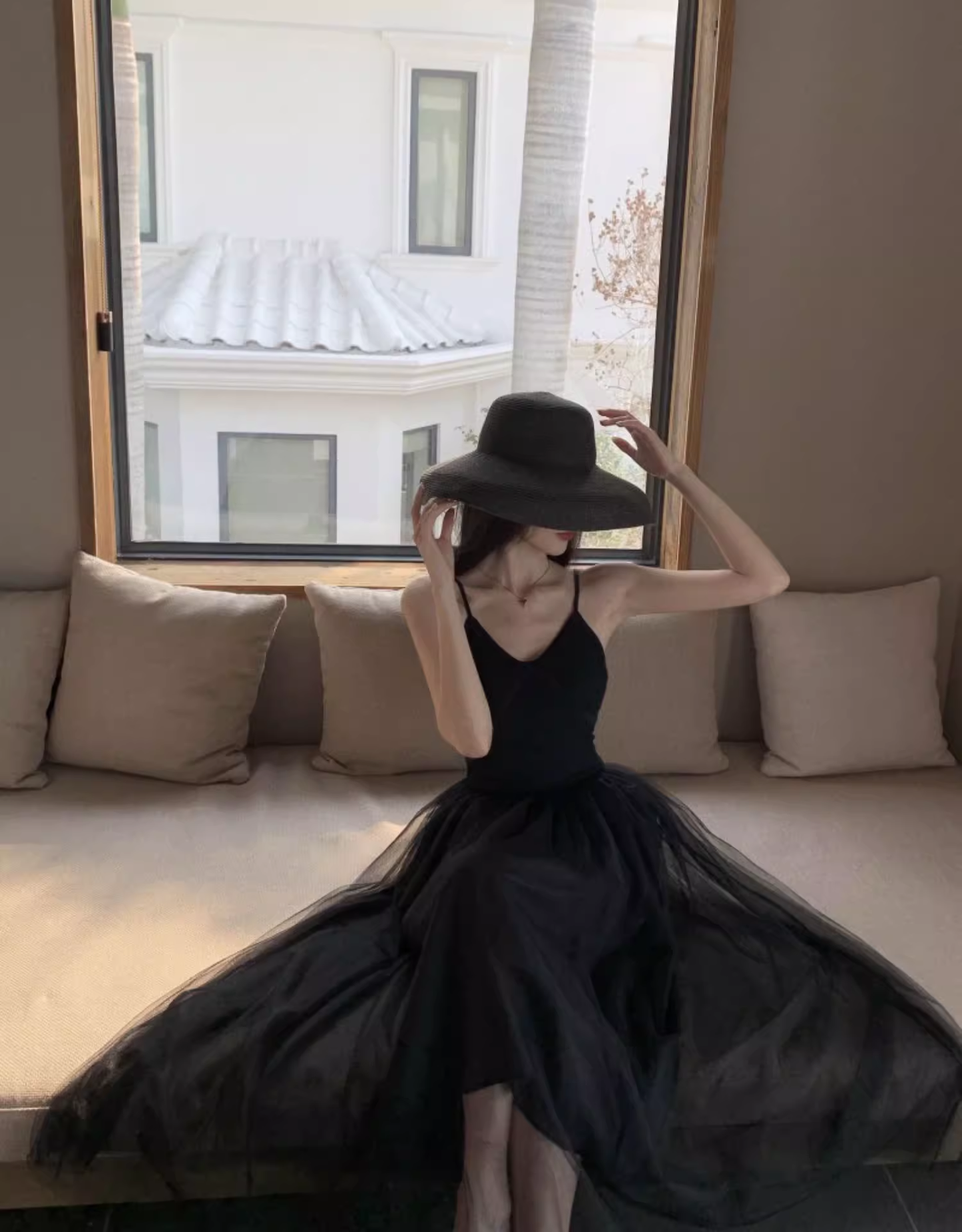 Black A-line Tulle Dress   YM1258