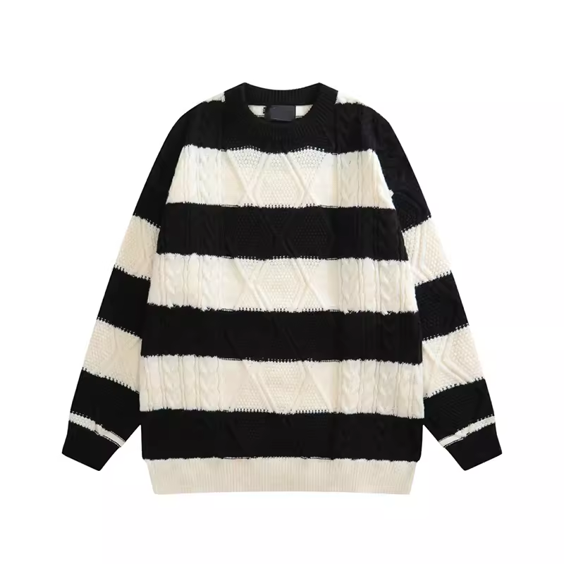 Contrast striped twist sweater YM778