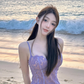 Sweet And Spicy Lace Purple Suspender Dress Short Birthday Dress YM1720