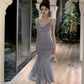 Charming Blue Straps Mermaid Dress Prom Dress YM1734