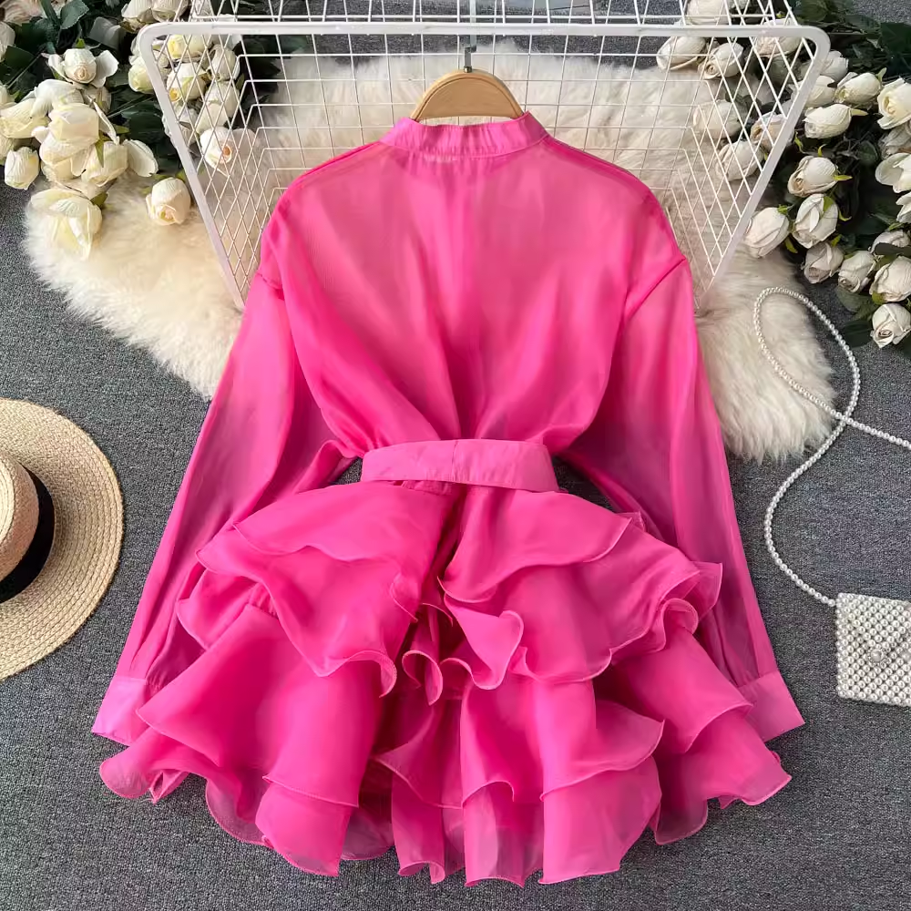 New style ruffled western style high-end design bow tie blouses ,YM140