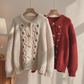 Three-dimensional knitted horn button sweater coat YM384