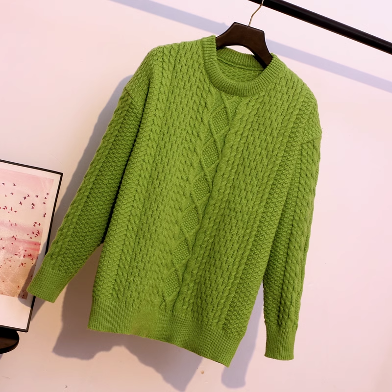 women's autumn winter green twist sweater YM365