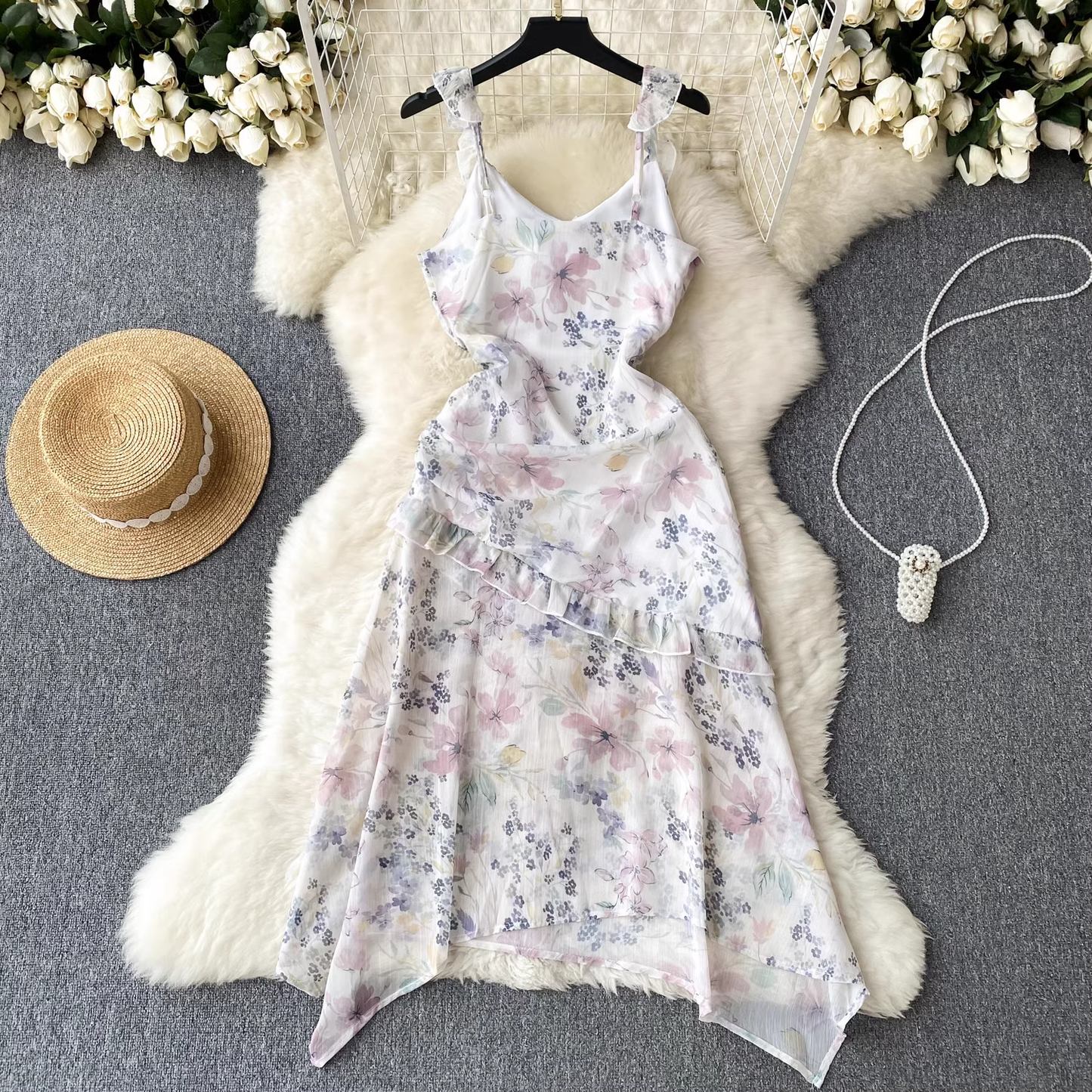 women's summer floral suspender dress YM424