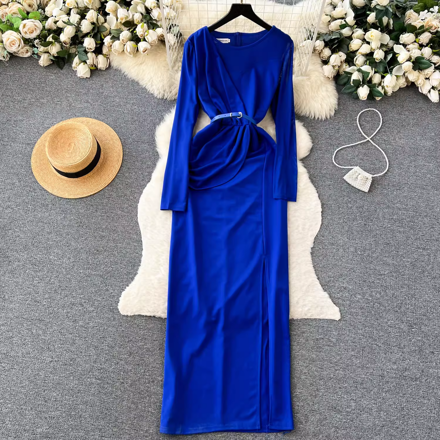 High sense party dress long skirt women's pleated long dress YM307