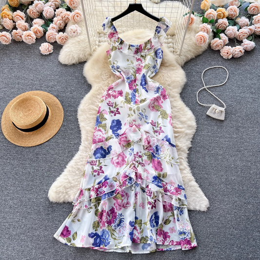 women's summer floral ruffled dress YM350