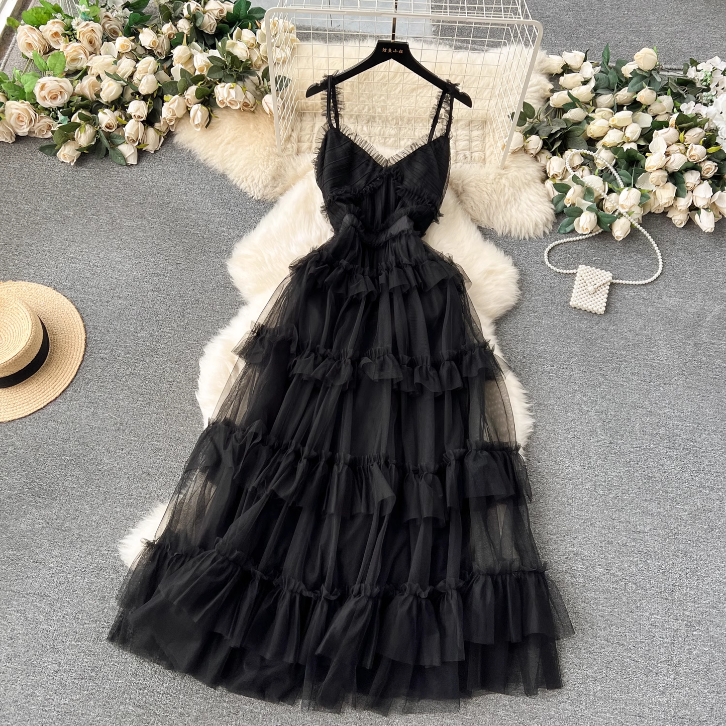 A-line V Neck Tulle Prom Dress  YM1178