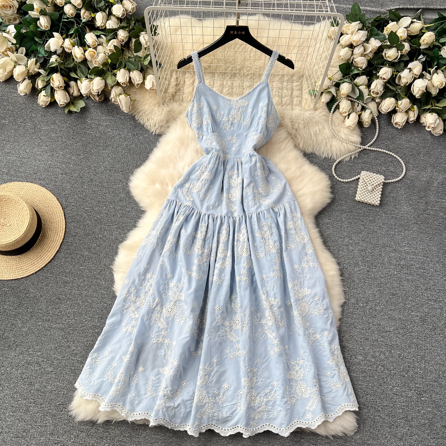 Women's bohemian resort style suspender beach dress YM1127