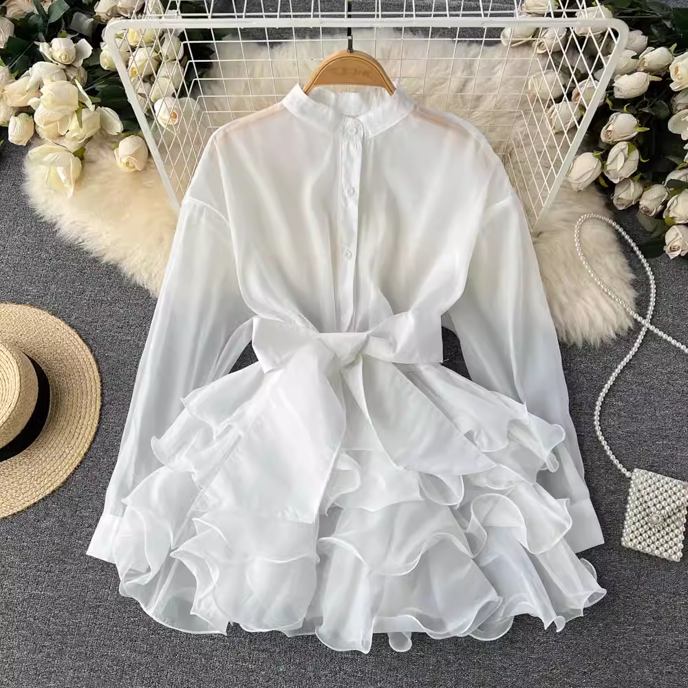 New style ruffled western style high-end design bow tie blouses ,YM140