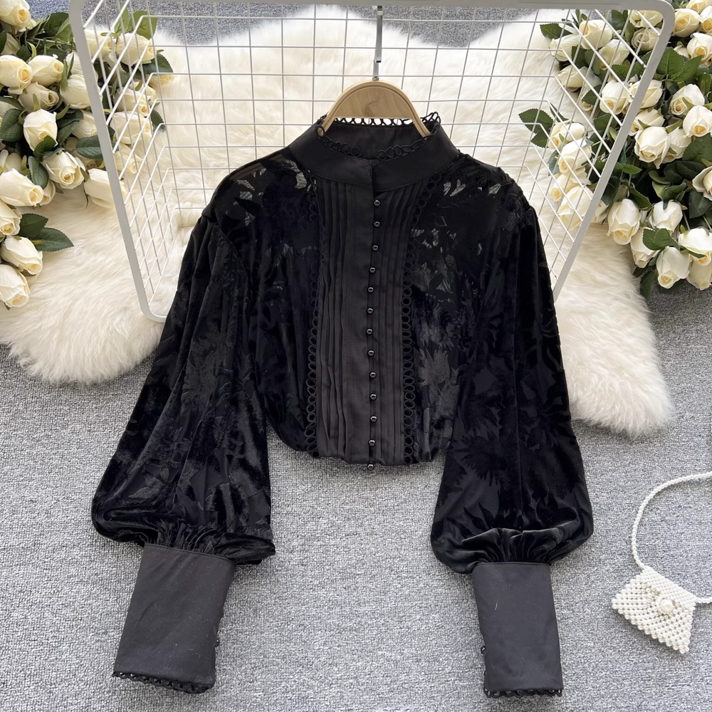 Women's Puff Sleeve Lace Blouses ,YM135