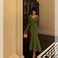 Halter Green Mermaid Party Dress For Women New Style Dress YM1597