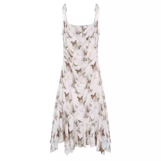 women's summer butterfly print suspender dress YM1448