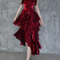 Irregular Ruffled Suspender Prom Dress Burgundy Long Birthday Dress YM1630