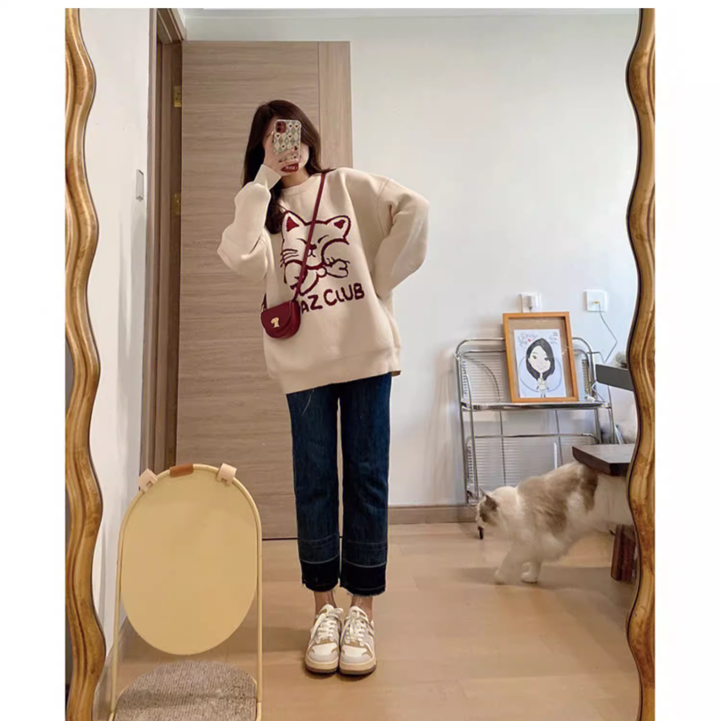 Women's sweater autumn and winter new jacquard cat design YM573