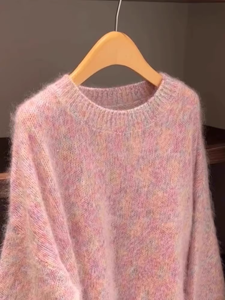 Pink knitted sweater top with high-end feel YM1885