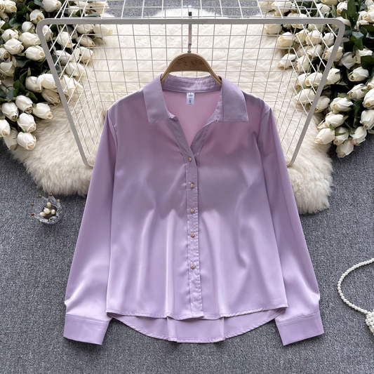 women's autumn long sleeve satin blouses YM564