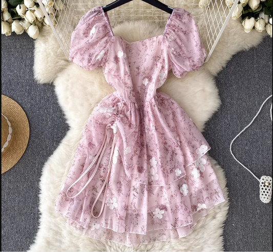 Floral Chiffon Summer Dress, YM169