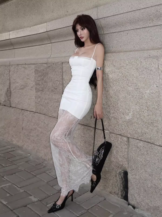 Sexy White Bodycon Dress   YM1369