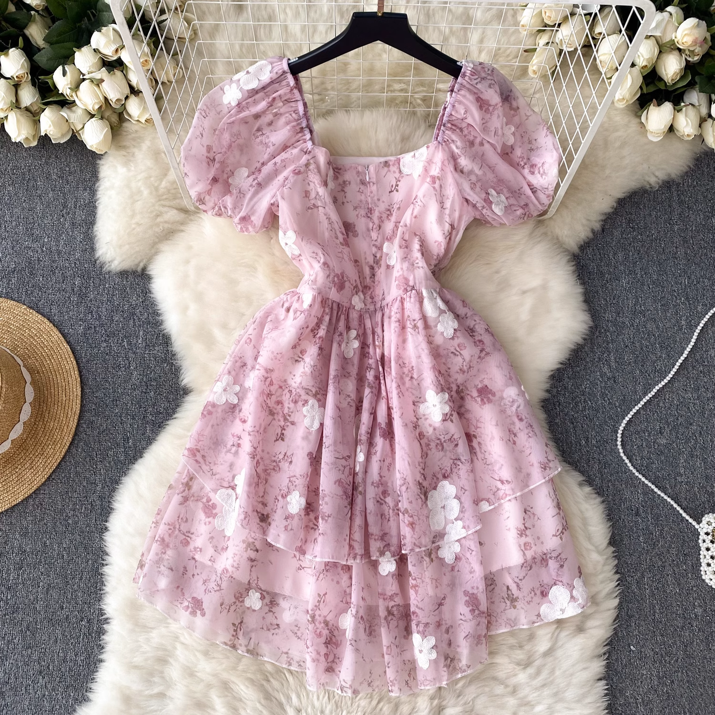 Floral Chiffon Summer Dress, YM169