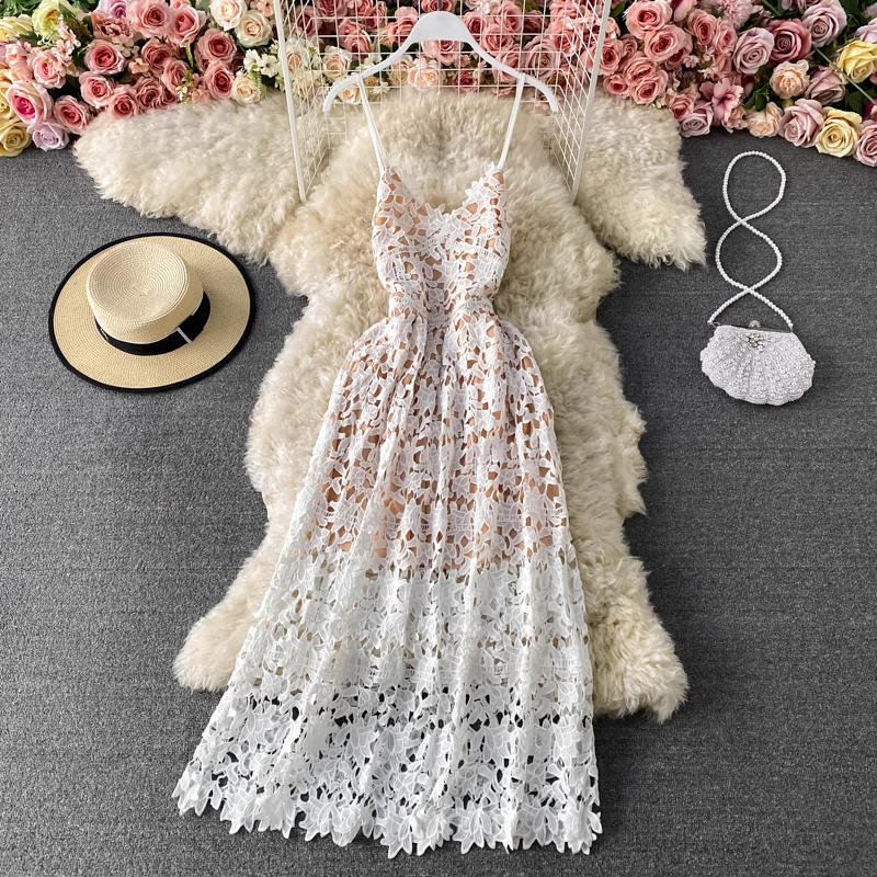 women's hollow lace dress, YM178