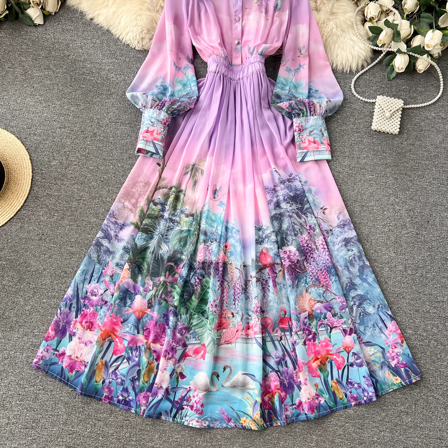 Long chiffon resort dress YM1150