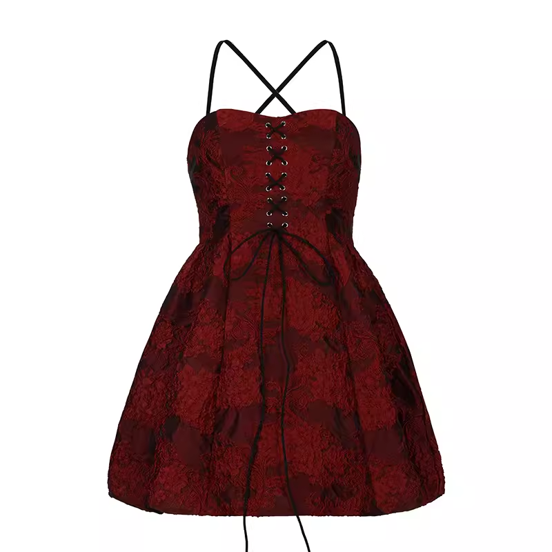 Red A-line Party Dress   YM1344