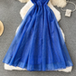 Royal Blue A-line Summer Dress  YM1131