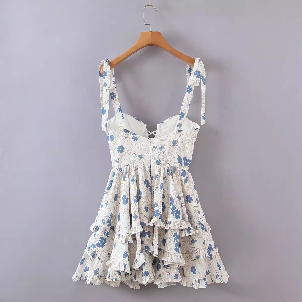 French floral print sexy high waist suspender dress YM1405