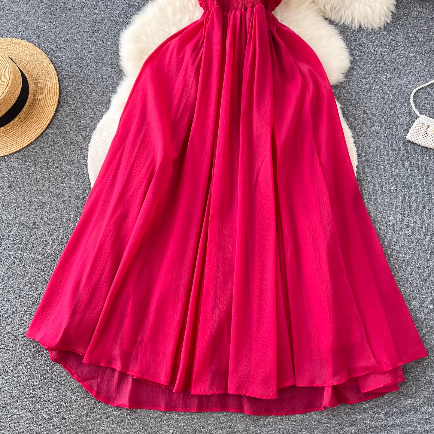 Red A-line Summer Dress  YM327